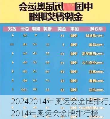 2014年奥运会金牌排行,2014年奥运会金牌排行榜