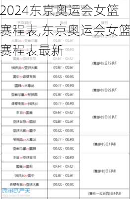 东京奥运会女篮赛程表,东京奥运会女篮赛程表最新