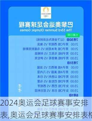 奥运会足球赛事安排表,奥运会足球赛事安排表格