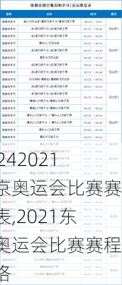 2021东京奥运会比赛赛程表,2021东京奥运会比赛赛程表格