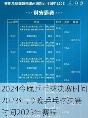 今晚乒乓球决赛时间2023年,今晚乒乓球决赛时间2023年赛程