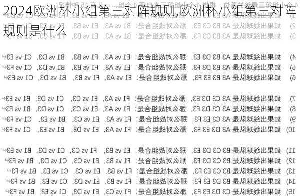 欧洲杯小组第三对阵规则,欧洲杯小组第三对阵规则是什么