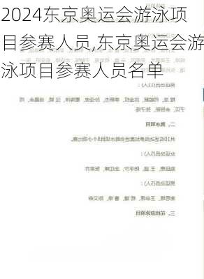 东京奥运会游泳项目参赛人员,东京奥运会游泳项目参赛人员名单