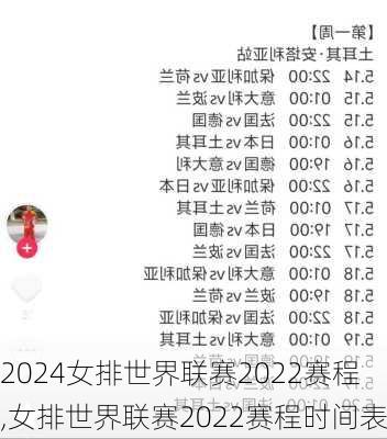 女排世界联赛2022赛程,女排世界联赛2022赛程时间表
