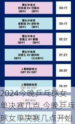 今晚乒乓球女单决赛几点,今晚乒乓球女单决赛几点开始