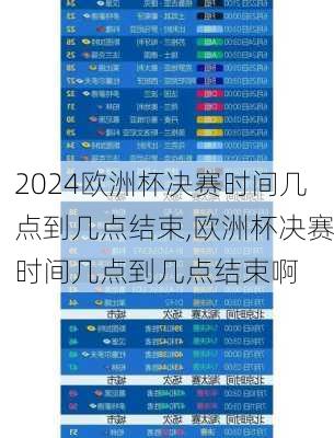 欧洲杯决赛时间几点到几点结束,欧洲杯决赛时间几点到几点结束啊