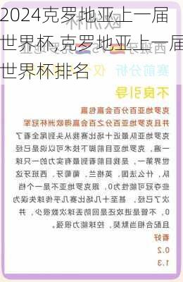 克罗地亚上一届世界杯,克罗地亚上一届世界杯排名