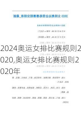 奥运女排比赛规则2020,奥运女排比赛规则2020年