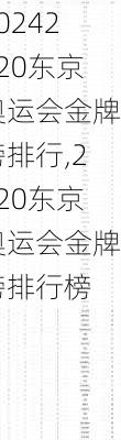2020东京奥运会金牌榜排行,2020东京奥运会金牌榜排行榜