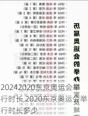 2020东京奥运会举行时长,2020东京奥运会举行时长多少