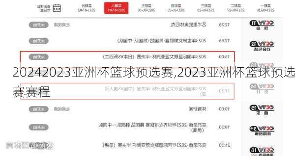 2023亚洲杯篮球预选赛,2023亚洲杯篮球预选赛赛程