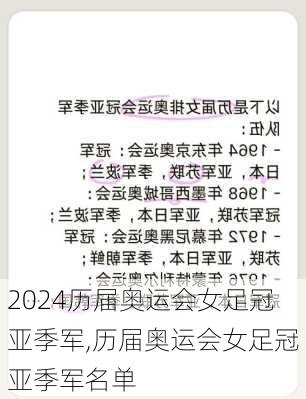 历届奥运会女足冠亚季军,历届奥运会女足冠亚季军名单