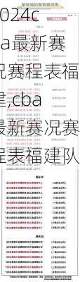 cba最新赛况赛程表福建,cba最新赛况赛程表福建队