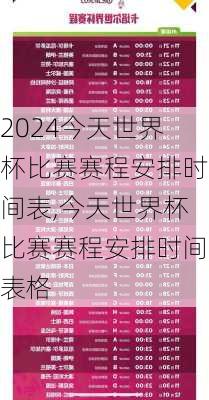 今天世界杯比赛赛程安排时间表,今天世界杯比赛赛程安排时间表格