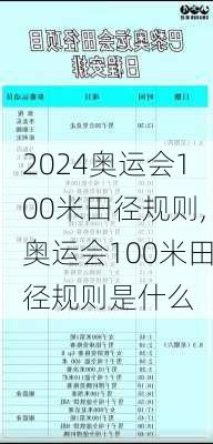 奥运会100米田径规则,奥运会100米田径规则是什么