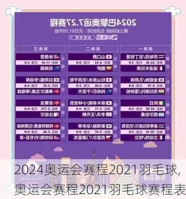 奥运会赛程2021羽毛球,奥运会赛程2021羽毛球赛程表
