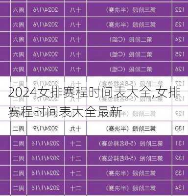 女排赛程时间表大全,女排赛程时间表大全最新