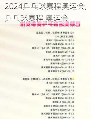 乒乓球赛程奥运会,乒乓球赛程 奥运会