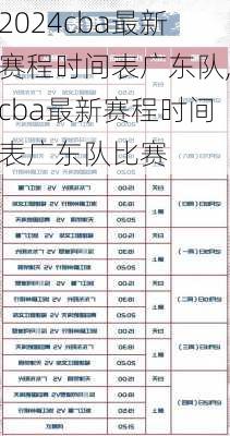 cba最新赛程时间表广东队,cba最新赛程时间表广东队比赛