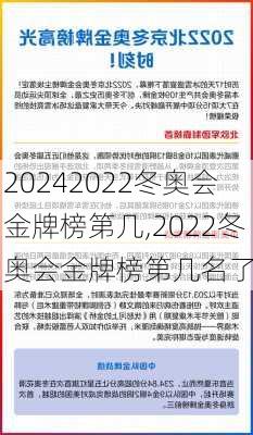 2022冬奥会金牌榜第几,2022冬奥会金牌榜第几名了