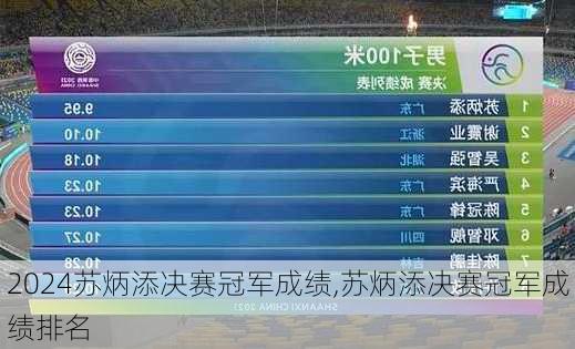 苏炳添决赛冠军成绩,苏炳添决赛冠军成绩排名