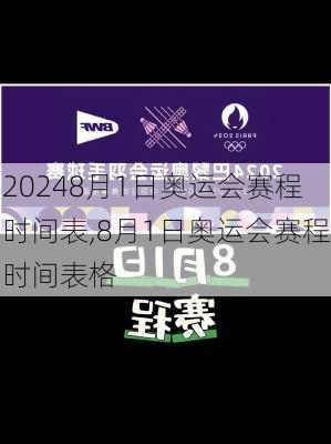 8月1日奥运会赛程时间表,8月1日奥运会赛程时间表格