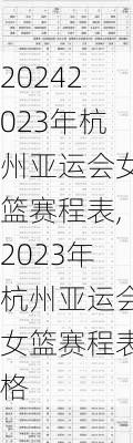 2023年杭州亚运会女篮赛程表,2023年杭州亚运会女篮赛程表格