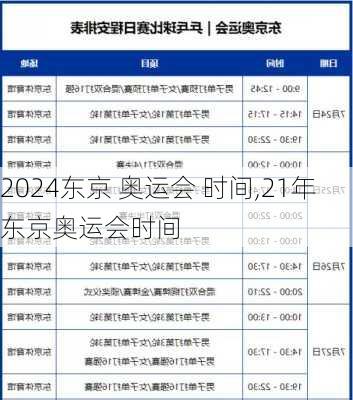 东京 奥运会 时间,21年东京奥运会时间