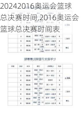 2016奥运会篮球总决赛时间,2016奥运会篮球总决赛时间表